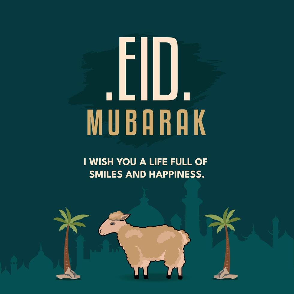 Minimalist Eid Al-Adha Mubarak Greetings Editable Illustration Template - Social Media Post vector