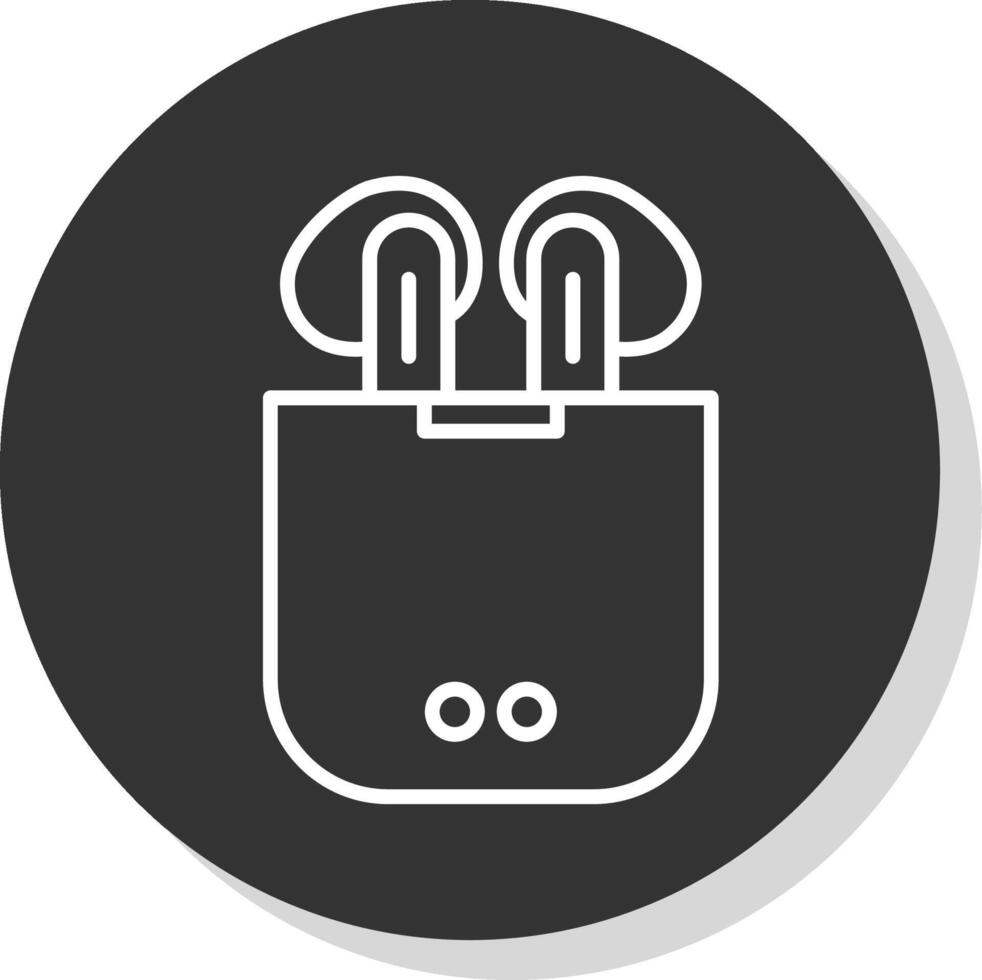 Earbuds Line Shadow Circle Icon Design vector