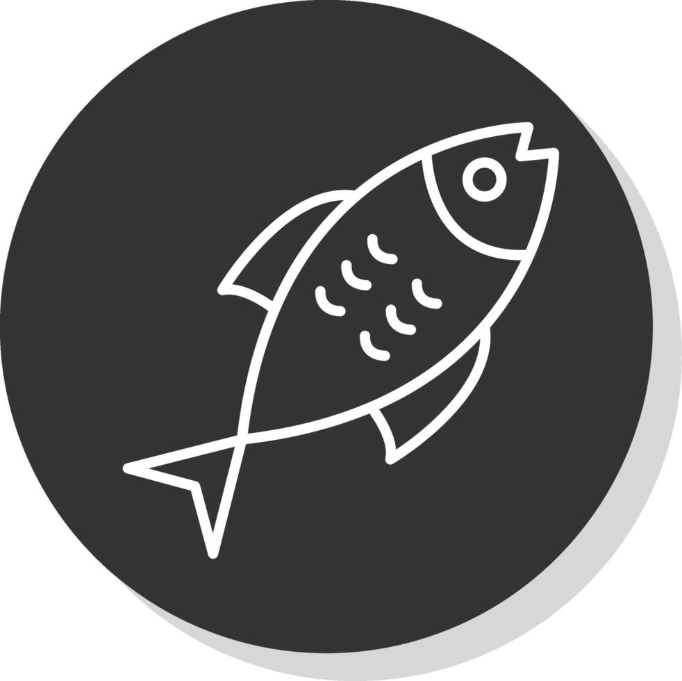 Fish Line Shadow Circle Icon Design vector