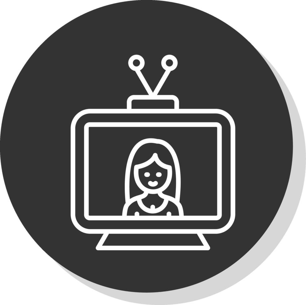 televisión línea sombra circulo icono diseño vector