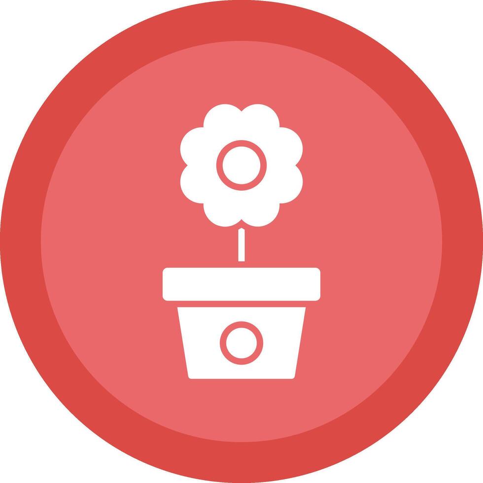 Flower Pot Line Shadow Circle Icon Design vector