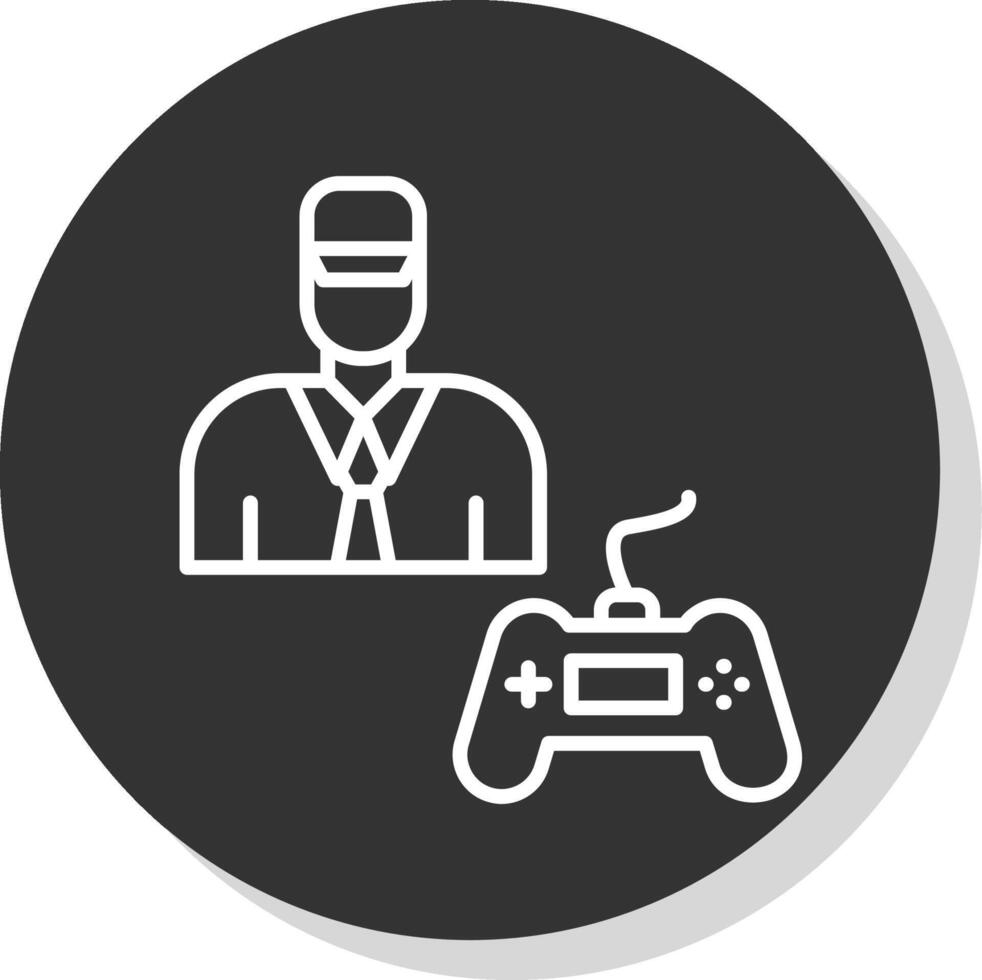 Gamer Line Shadow Circle Icon Design vector