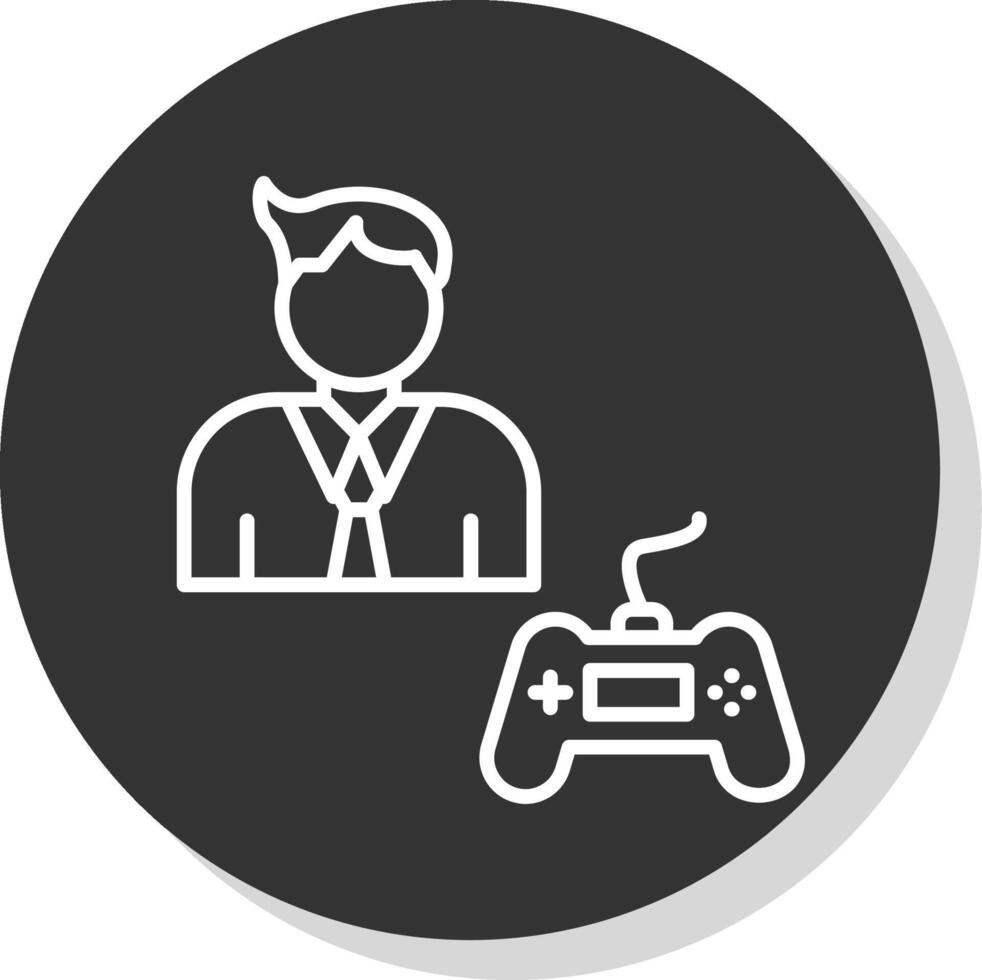 Gamer Line Shadow Circle Icon Design vector