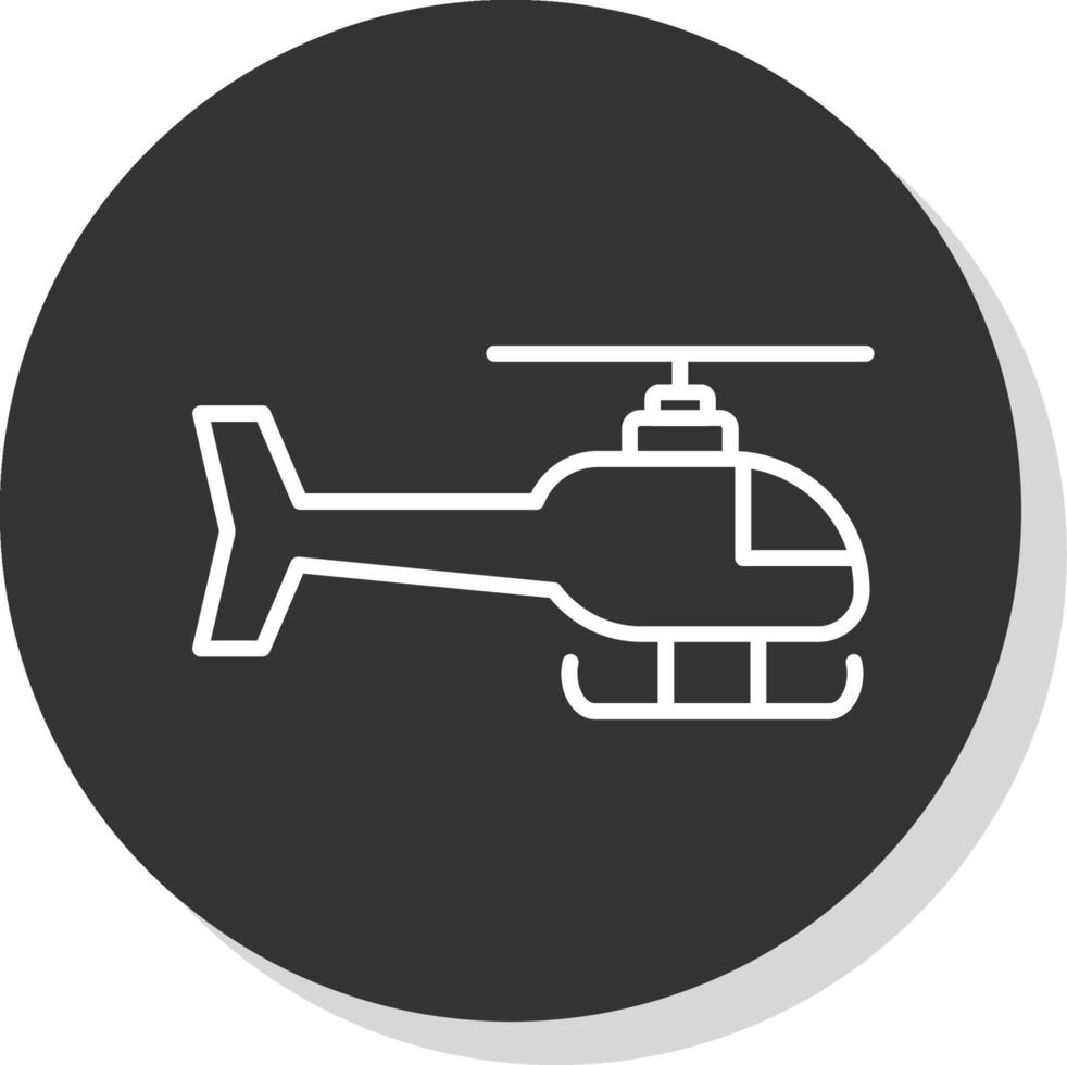helicóptero línea sombra circulo icono diseño vector
