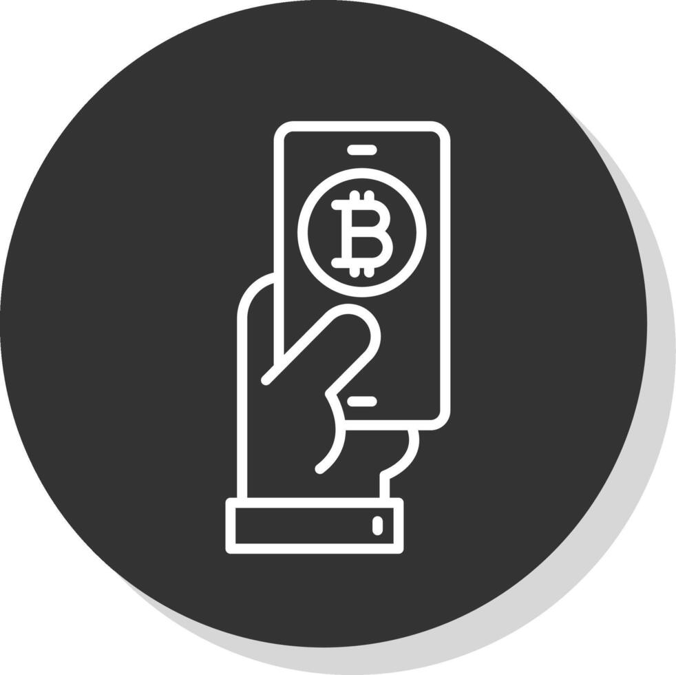 pagar bitcoin línea sombra circulo icono diseño vector
