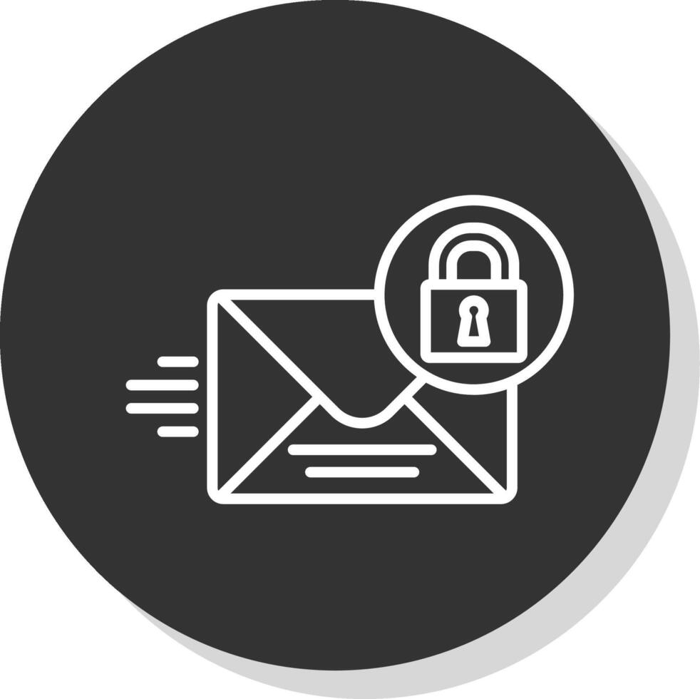 Mail Protection Line Shadow Circle Icon Design vector