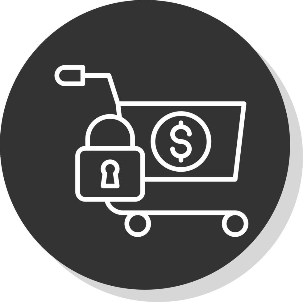 Secure OnLine Circle Multi Circle Shopping Line Shadow Circle Icon Design vector