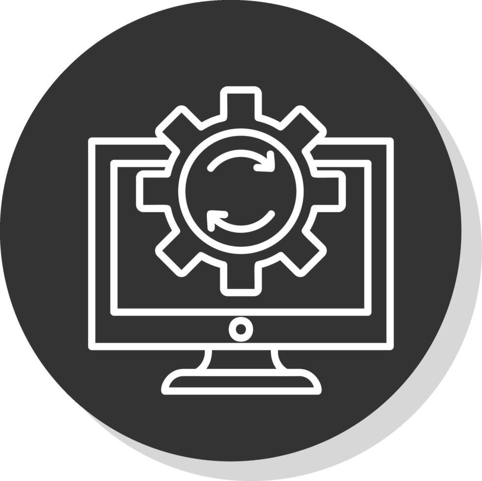 Data Processing Line Shadow Circle Icon Design vector