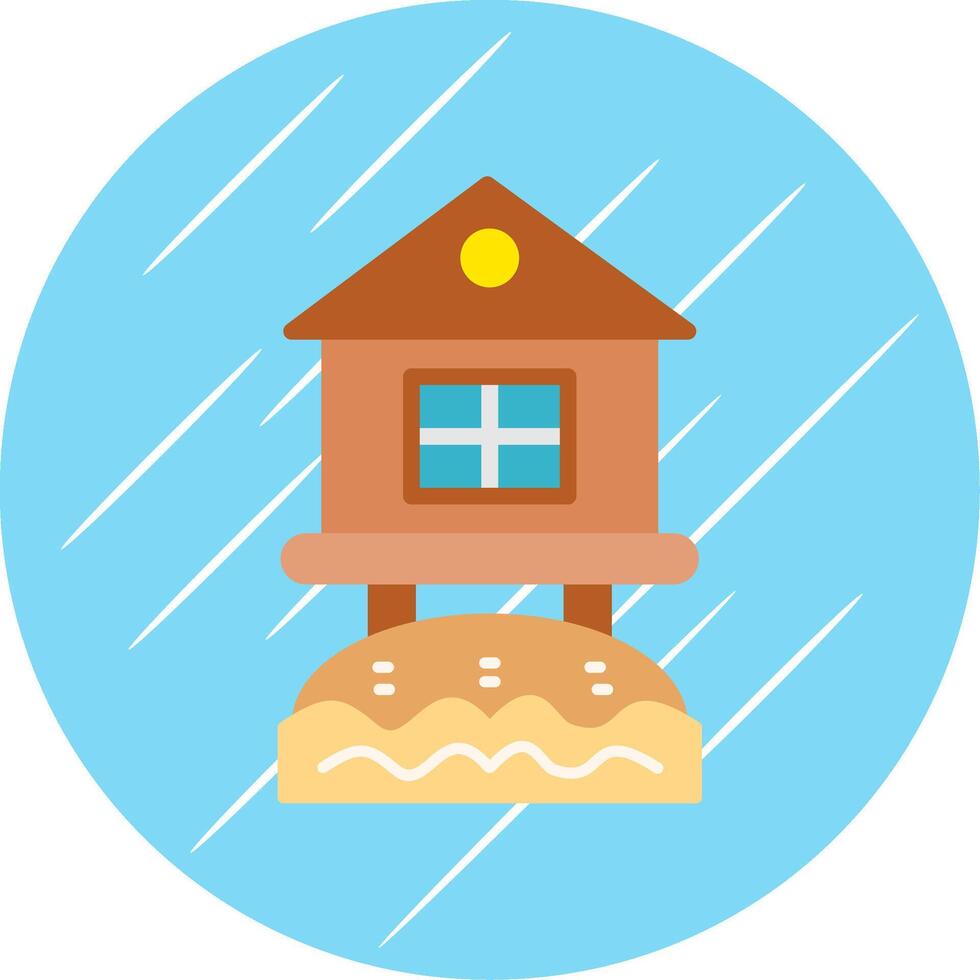 Beach Hut Flat Circle Icon Design vector