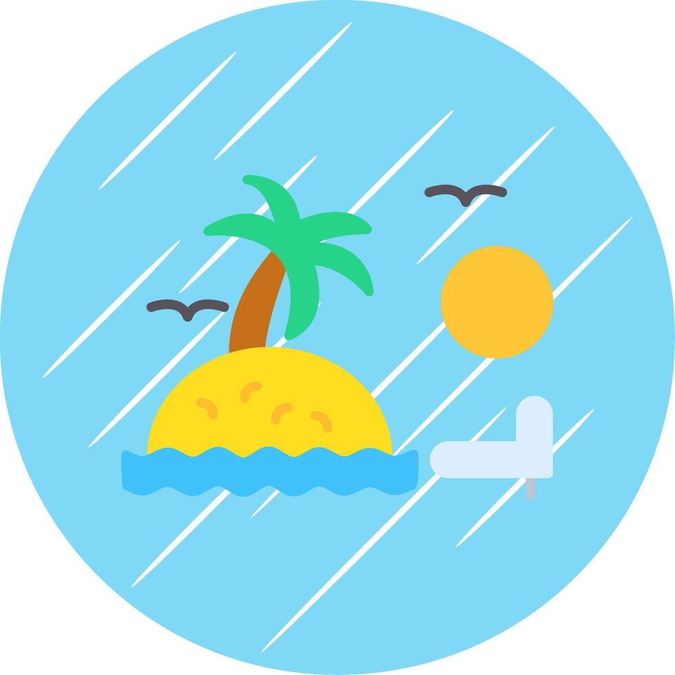 Sunset On Beach Flat Circle Icon Design vector