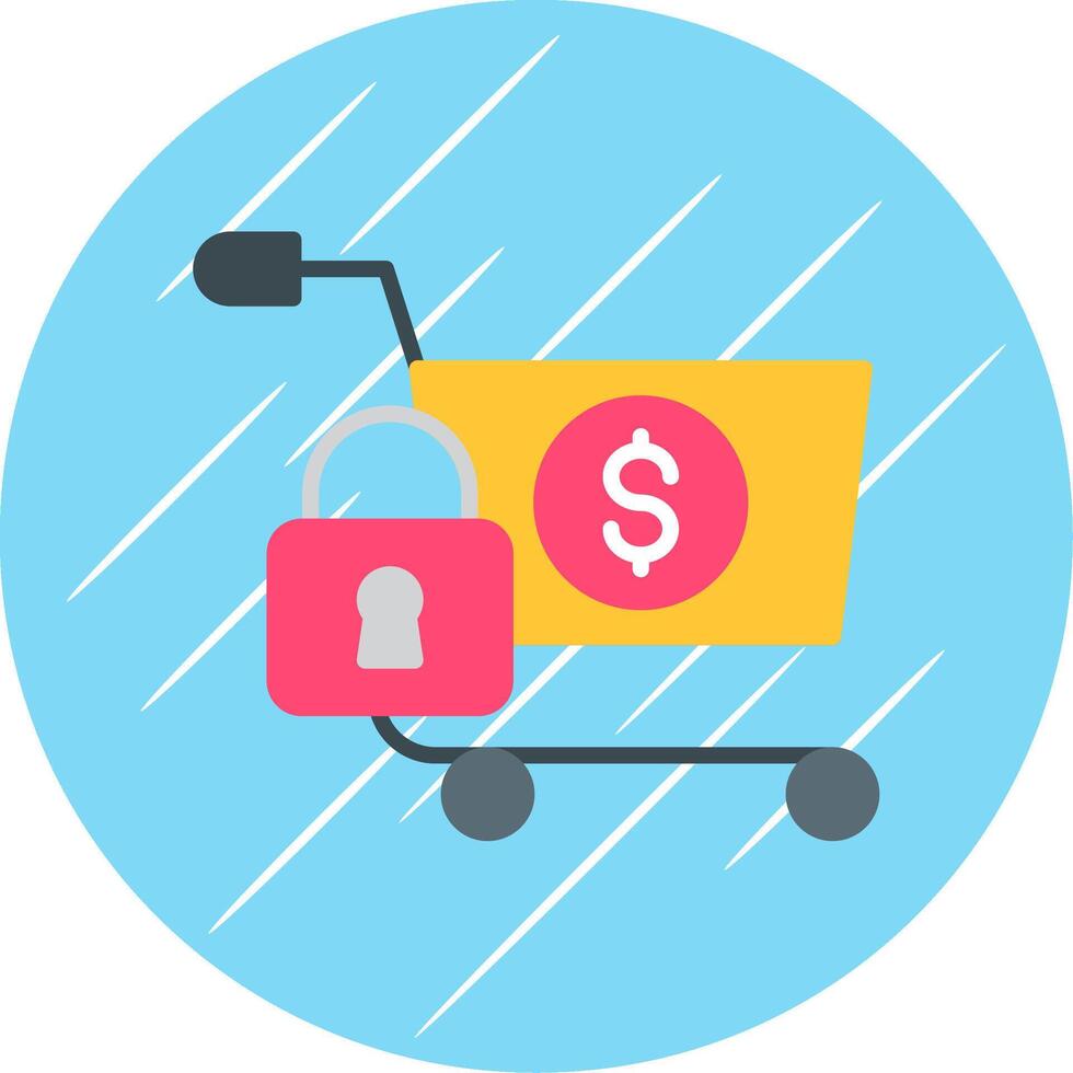 Secure OnLine Circle Multi Circle Shopping Flat Circle Icon Design vector
