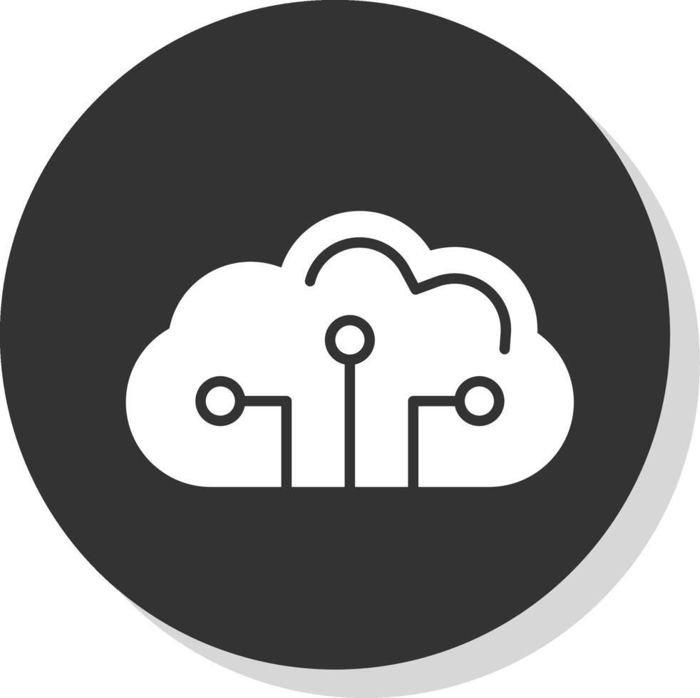 Cloud Circuit Glyph Shadow Circle Icon Design vector