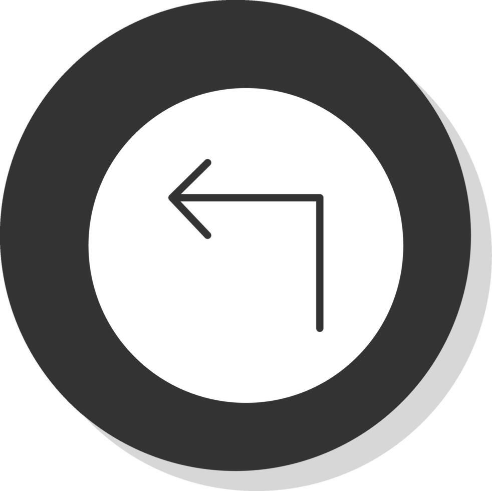 Turn Glyph Shadow Circle Icon Design vector