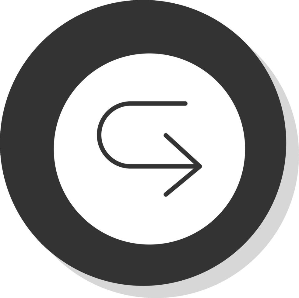 U Turn Glyph Shadow Circle Icon Design vector