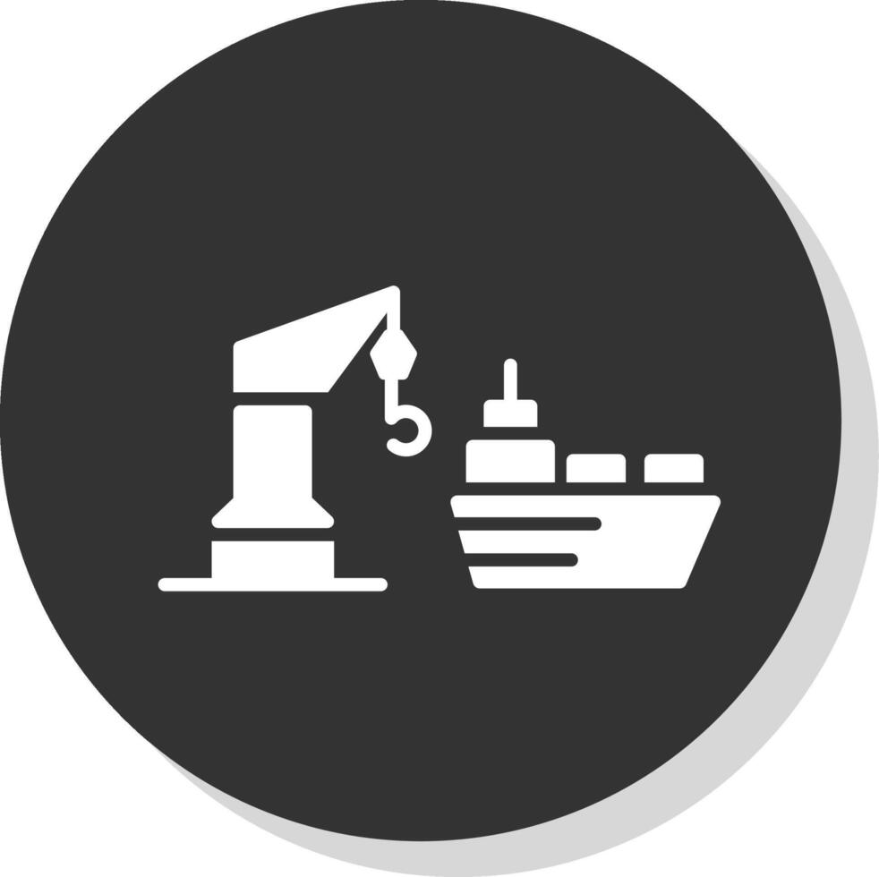 Harbor Glyph Shadow Circle Icon Design vector