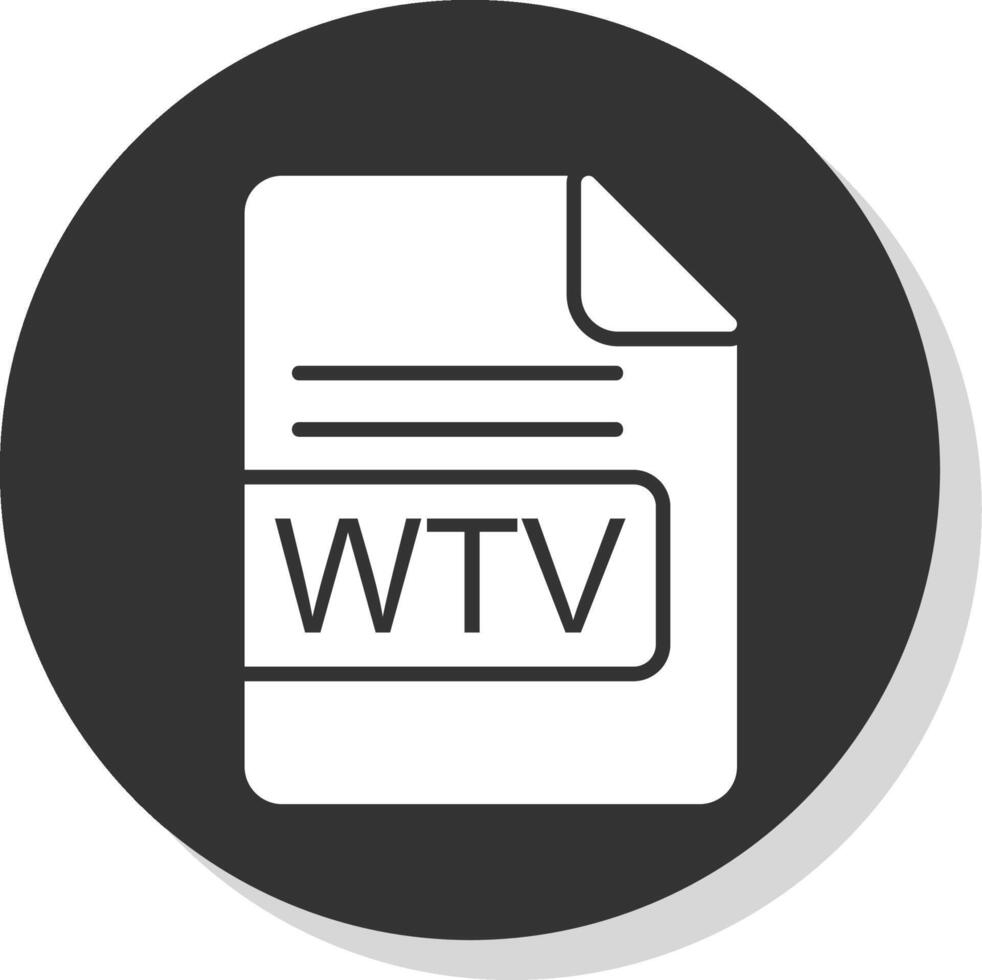 WTV File Format Glyph Shadow Circle Icon Design vector