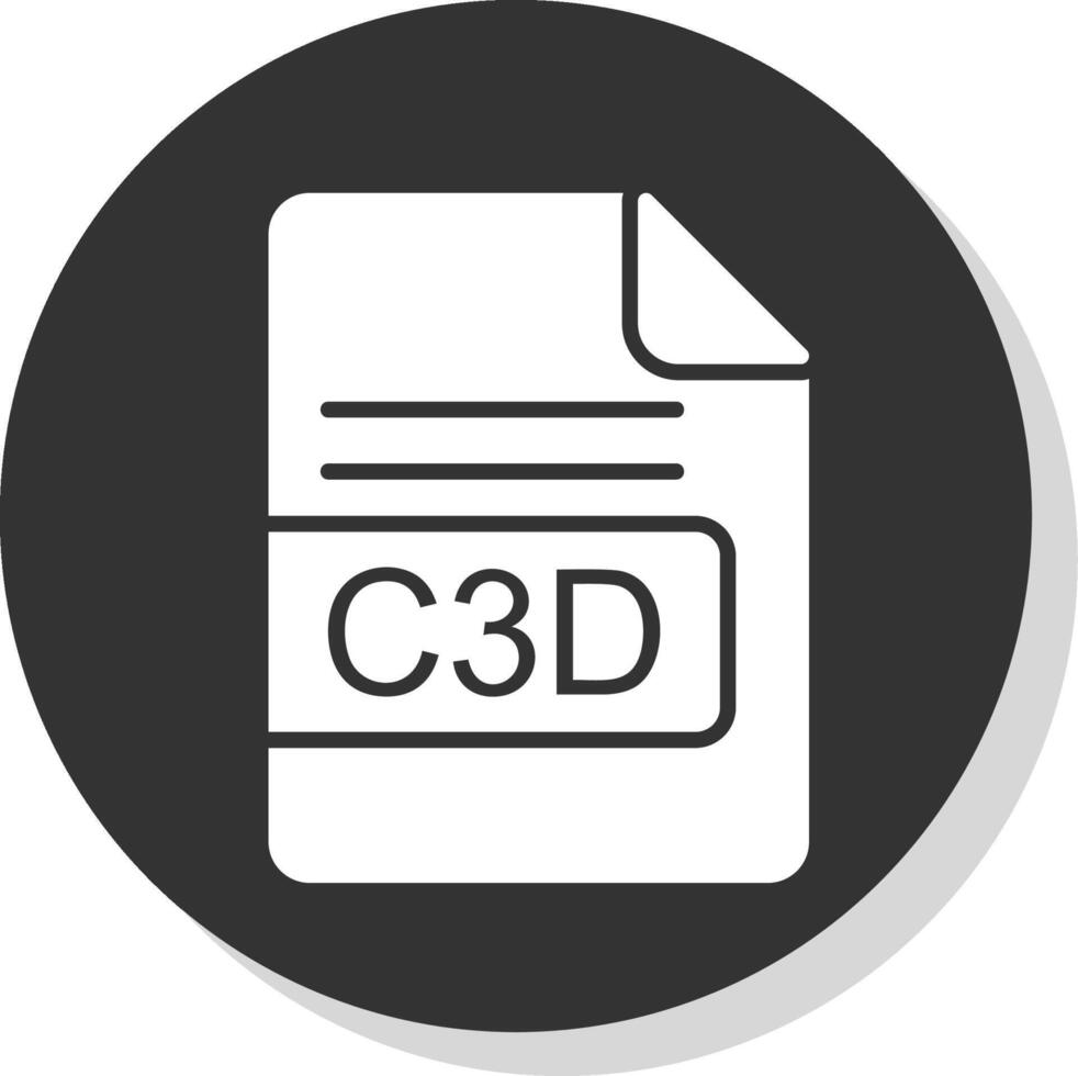C3D File Format Glyph Shadow Circle Icon Design vector