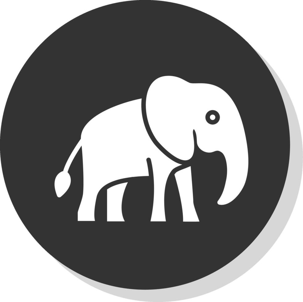Elephant Glyph Shadow Circle Icon Design vector