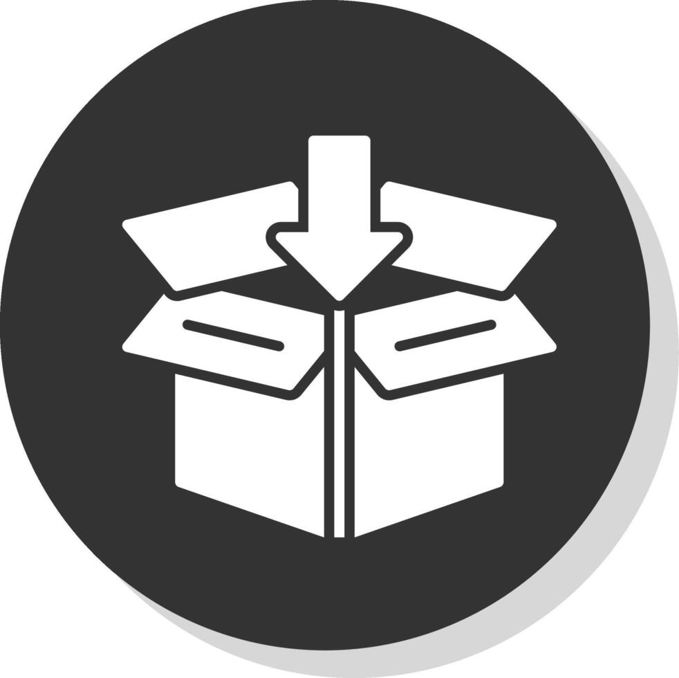 Open Box Glyph Shadow Circle Icon Design vector