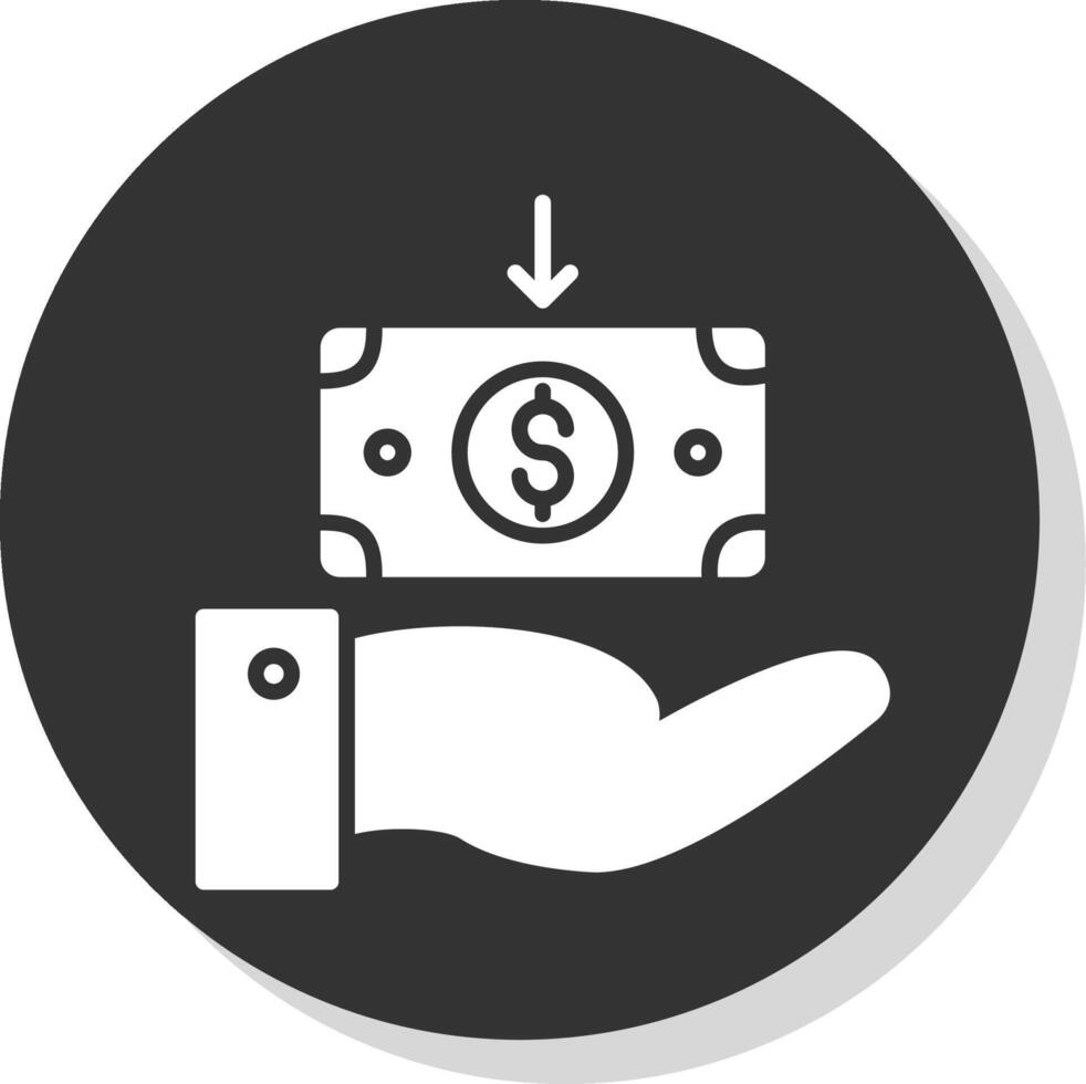 Receive Money Glyph Shadow Circle Icon Design vector