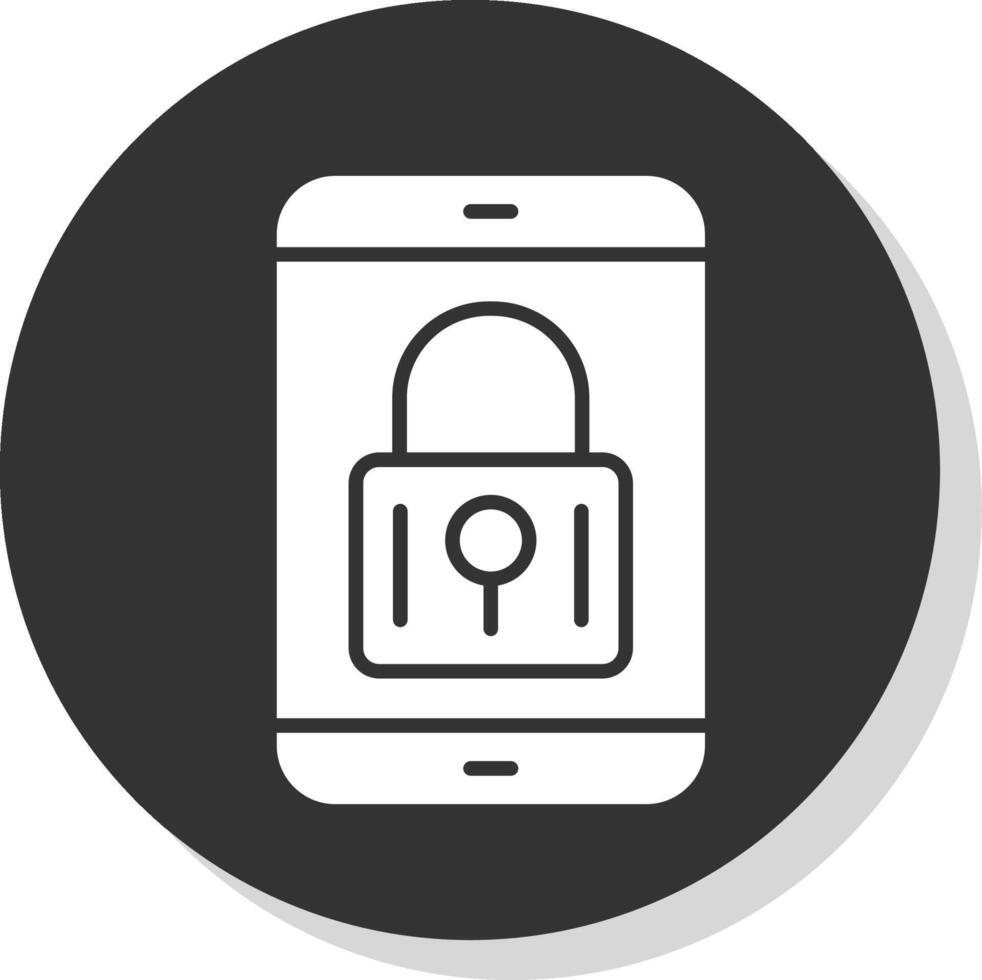 Mobile Security Glyph Shadow Circle Icon Design vector