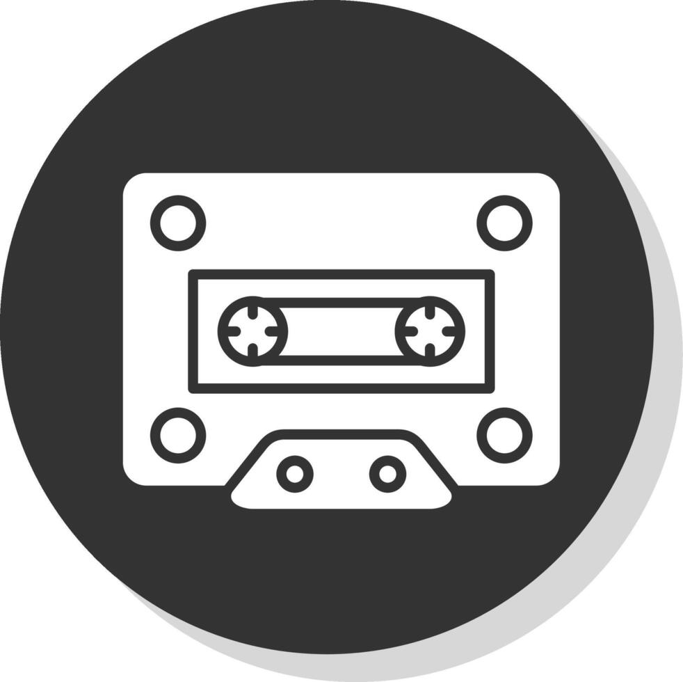 Cassette Glyph Shadow Circle Icon Design vector