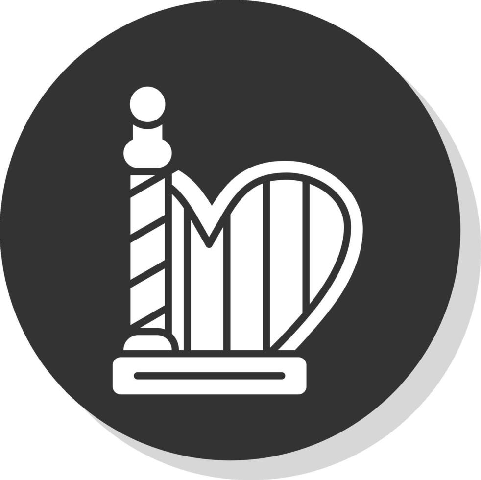 Harp Glyph Shadow Circle Icon Design vector