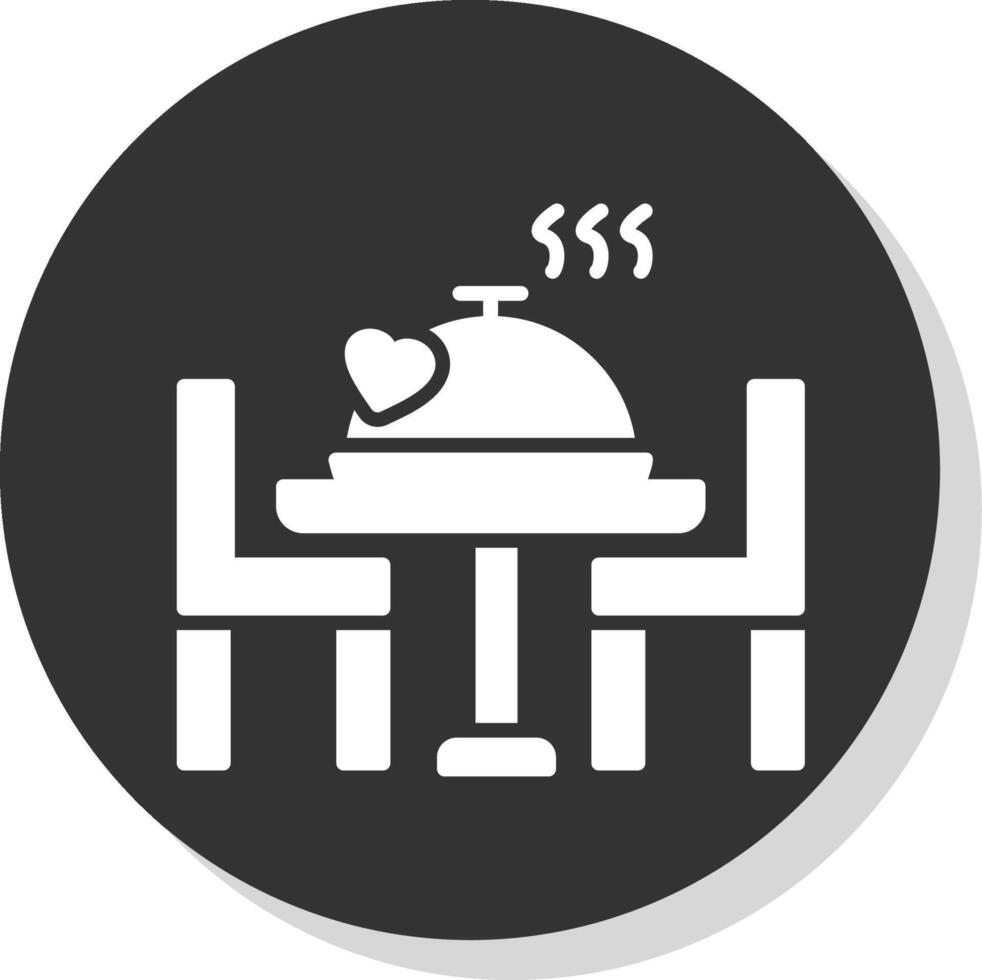 Romantic Dinner Glyph Shadow Circle Icon Design vector