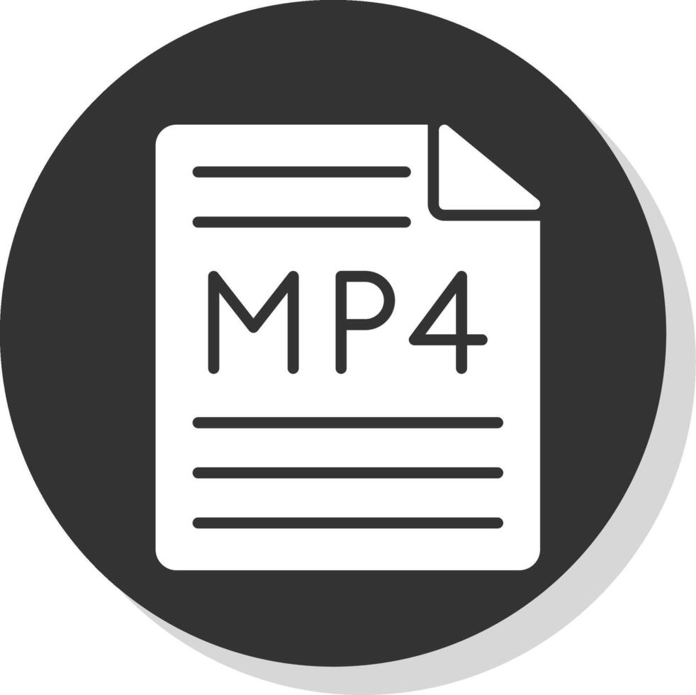 Mp4 Glyph Shadow Circle Icon Design vector