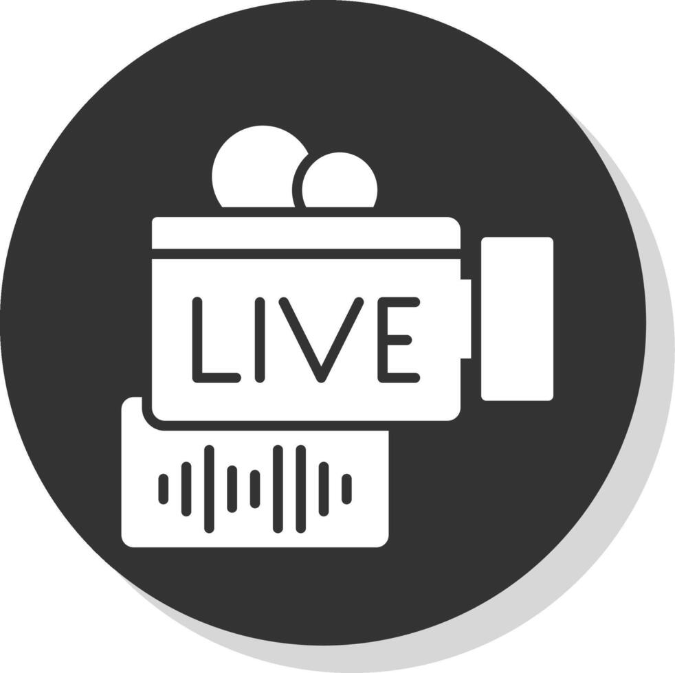 Live Stream Glyph Shadow Circle Icon Design vector