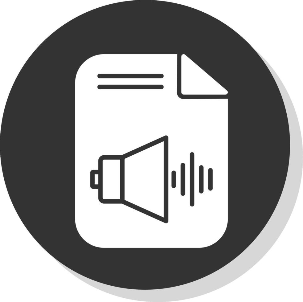 audio archivo glifo sombra circulo icono diseño vector