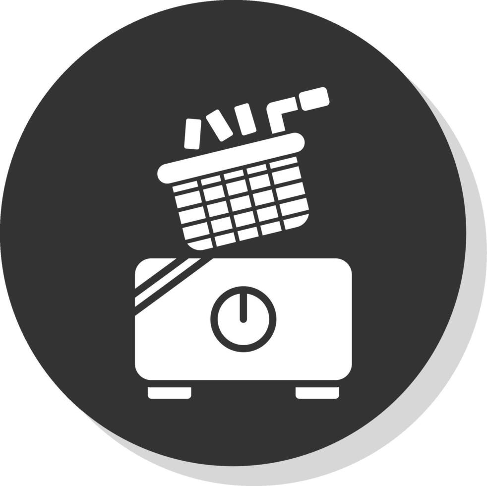 Electric Fryer Glyph Shadow Circle Icon Design vector