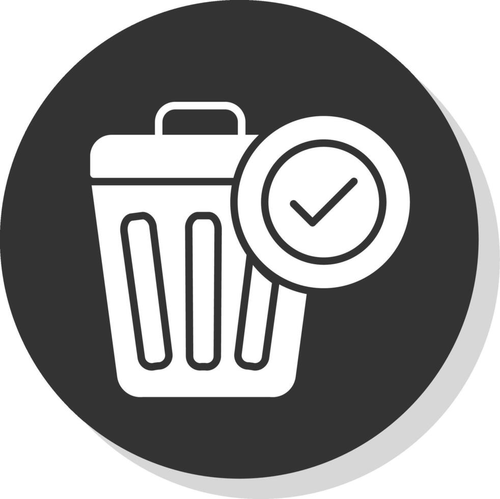 Waste Bin Glyph Shadow Circle Icon Design vector