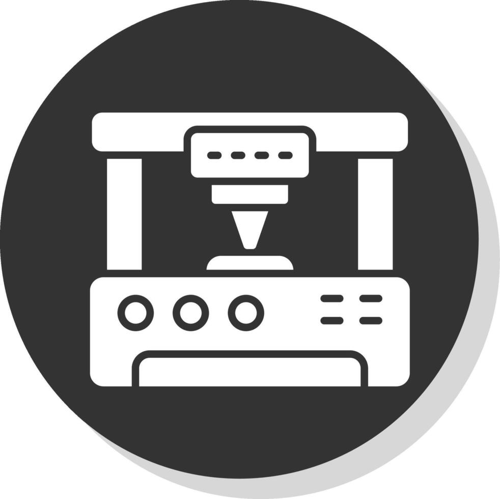 3d Printer Glyph Shadow Circle Icon Design vector