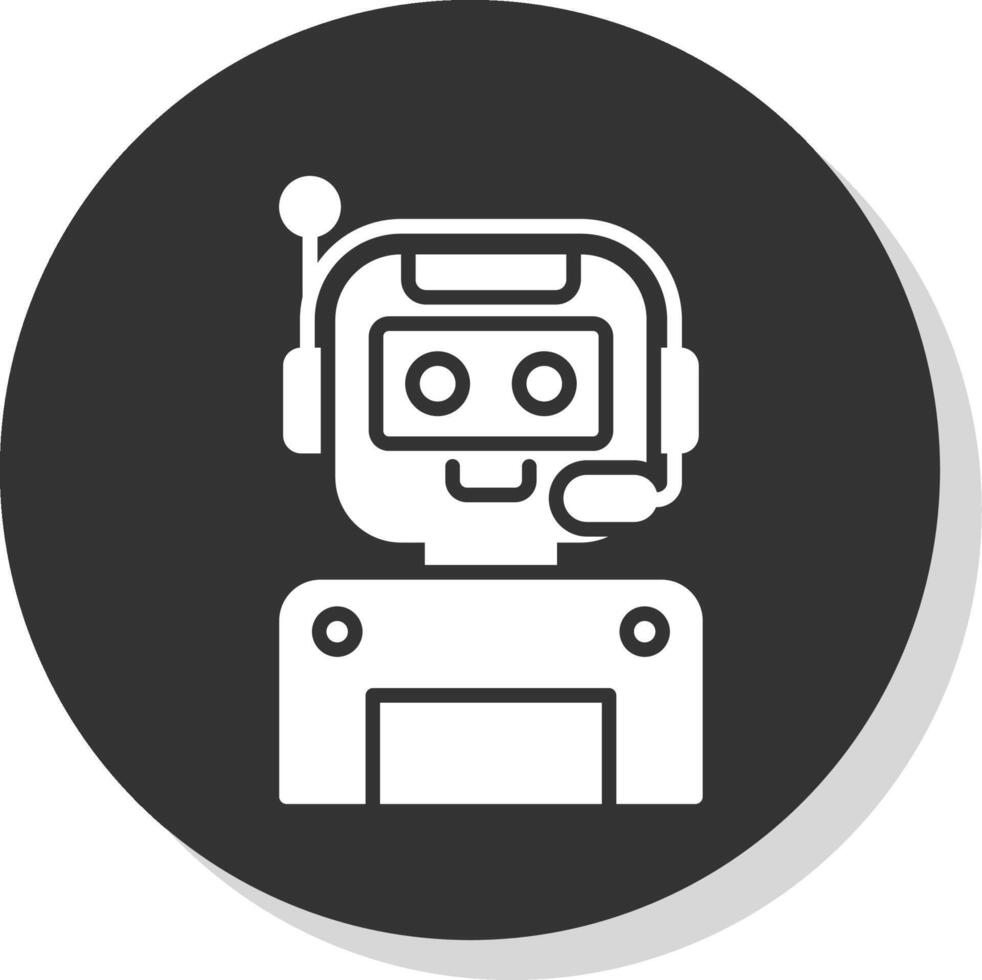 Robot Glyph Shadow Circle Icon Design vector