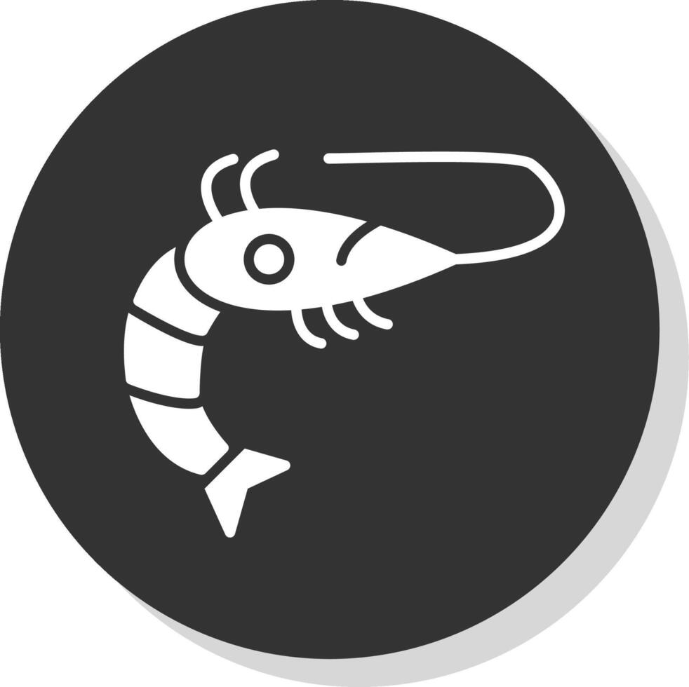 Shrimp Glyph Shadow Circle Icon Design vector