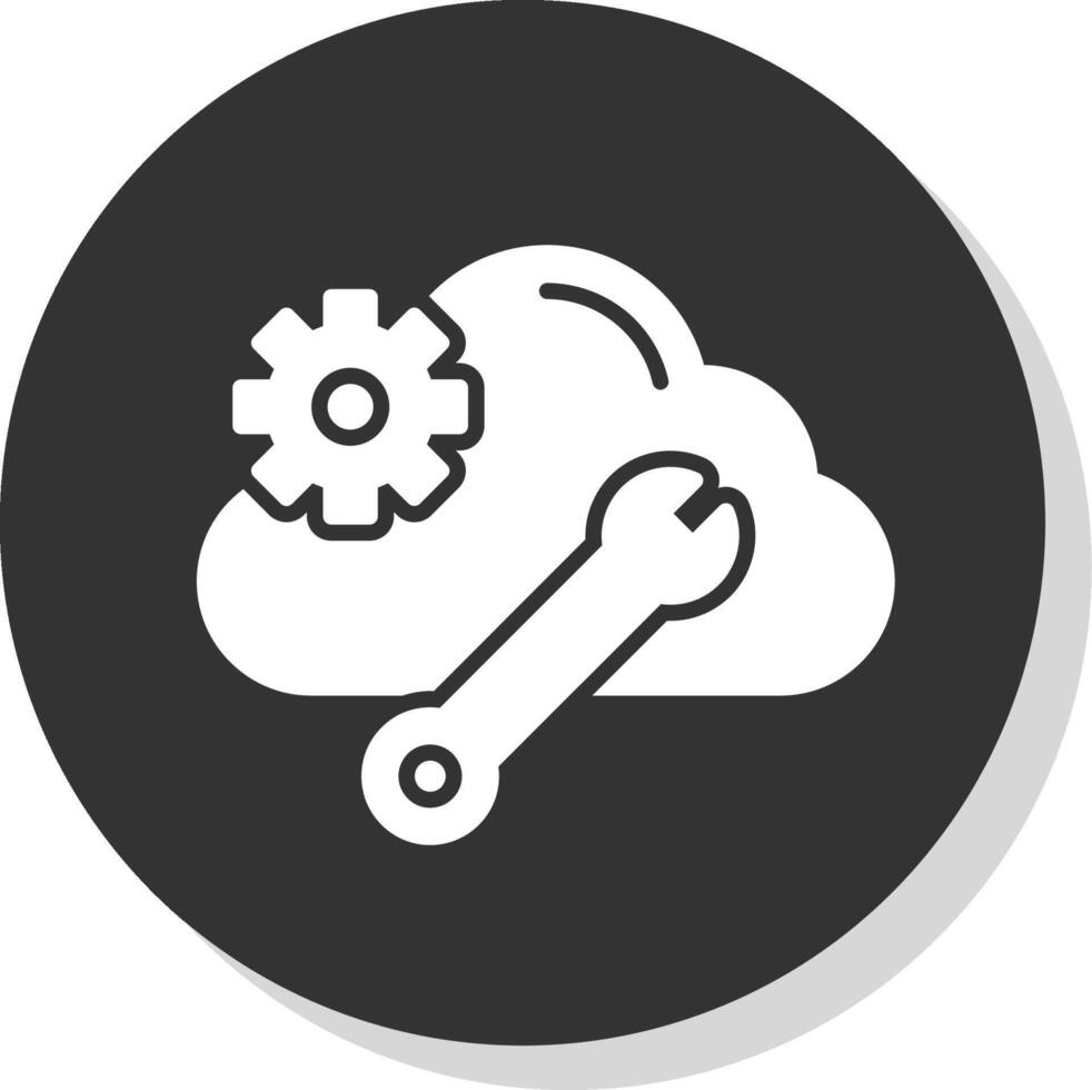 nube informática glifo sombra circulo icono diseño vector