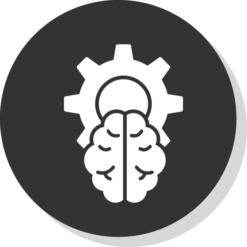 Brain Glyph Shadow Circle Icon Design vector