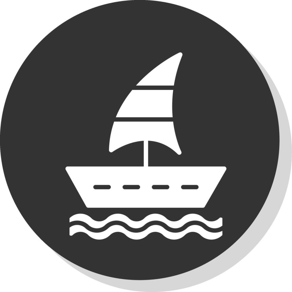 Sailing Boat Glyph Shadow Circle Icon Design vector