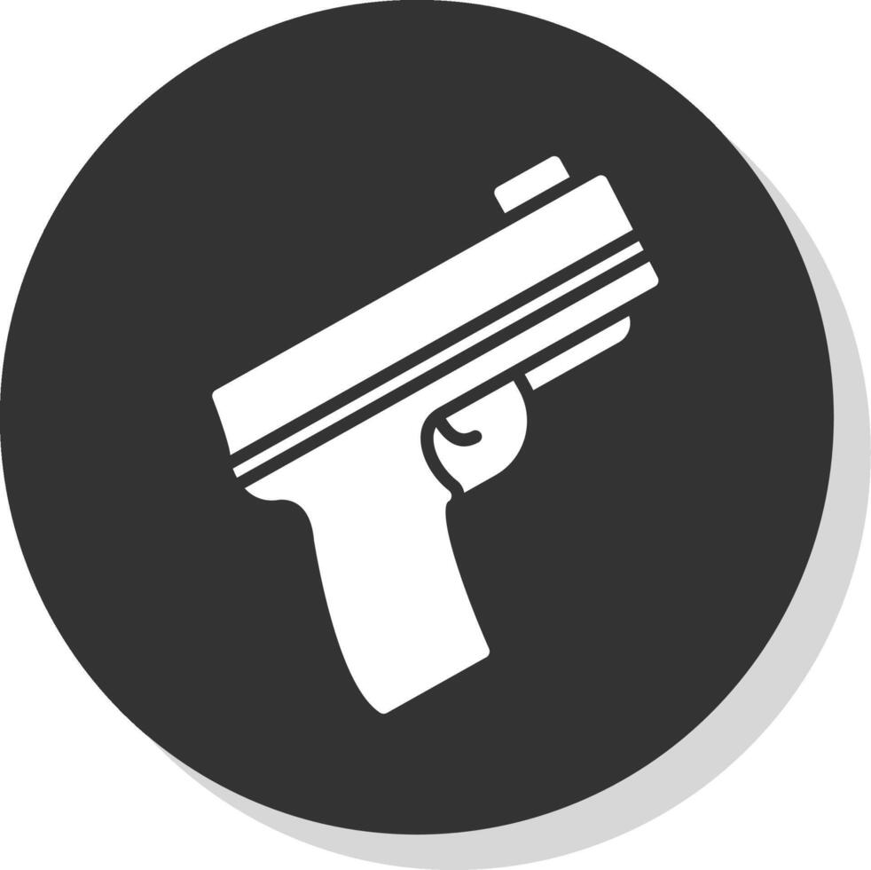 pistola glifo sombra circulo icono diseño vector