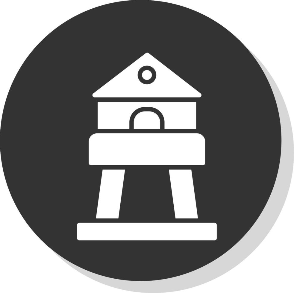 Tower Glyph Shadow Circle Icon Design vector