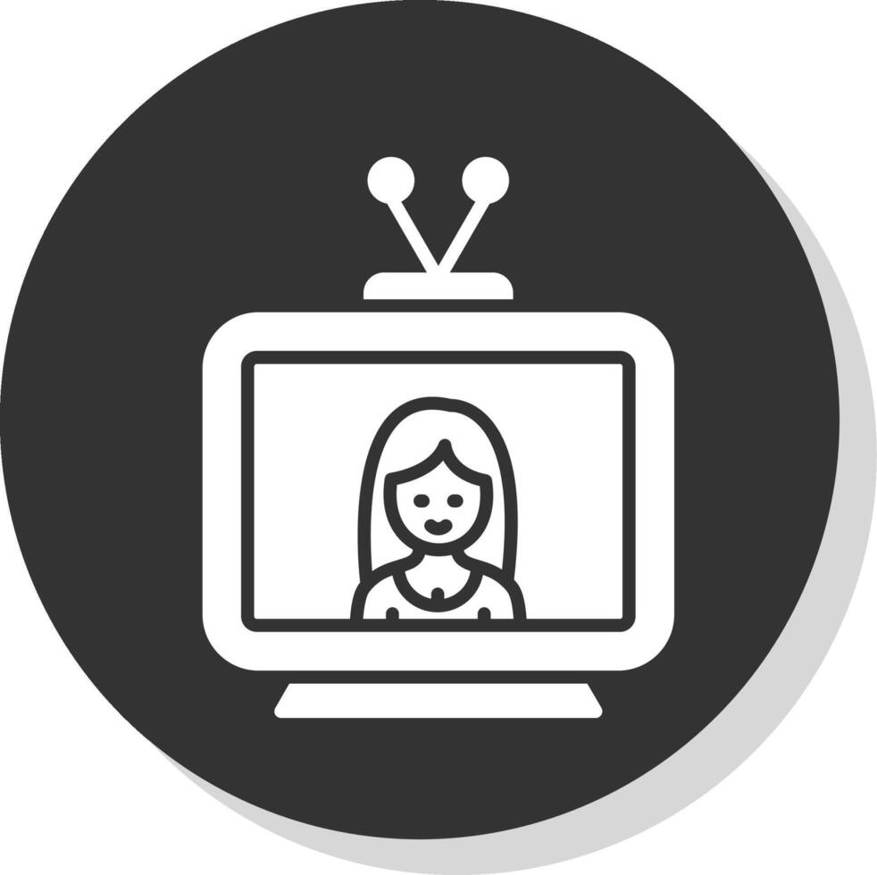 Television Glyph Shadow Circle Icon Design vector