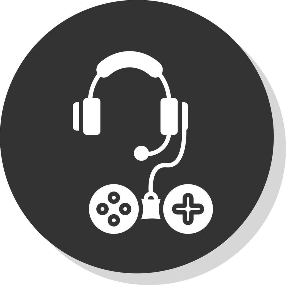 Headphones Glyph Shadow Circle Icon Design vector