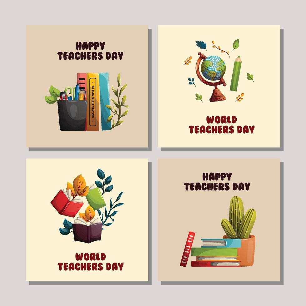 world teachers day greeting card collection vector