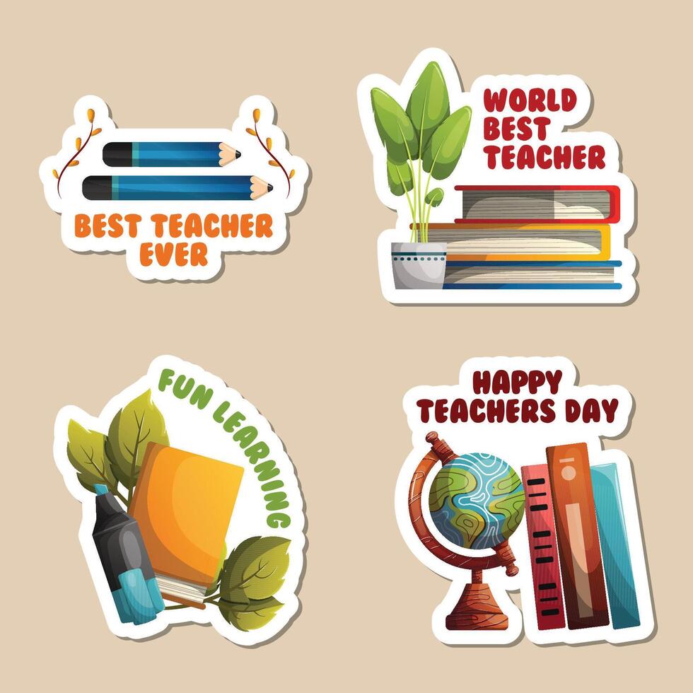 world teachers day sticker set vector