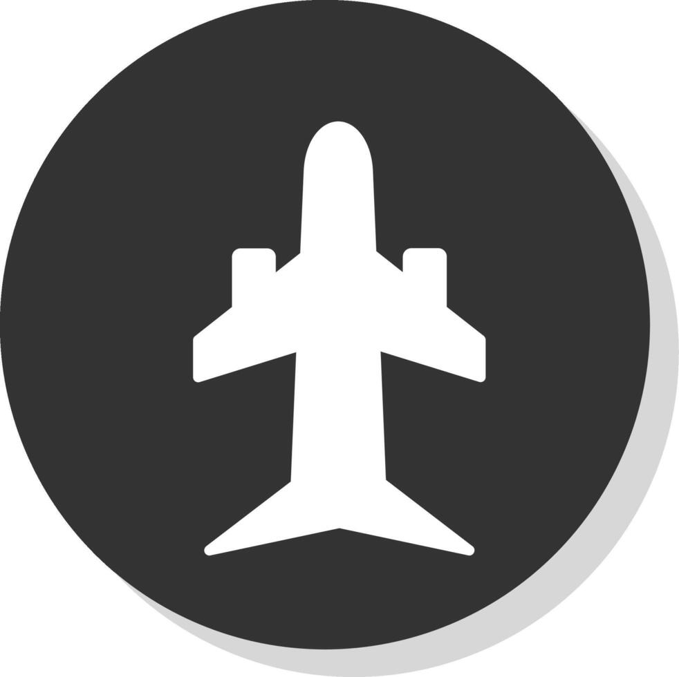 Plane Glyph Shadow Circle Icon Design vector