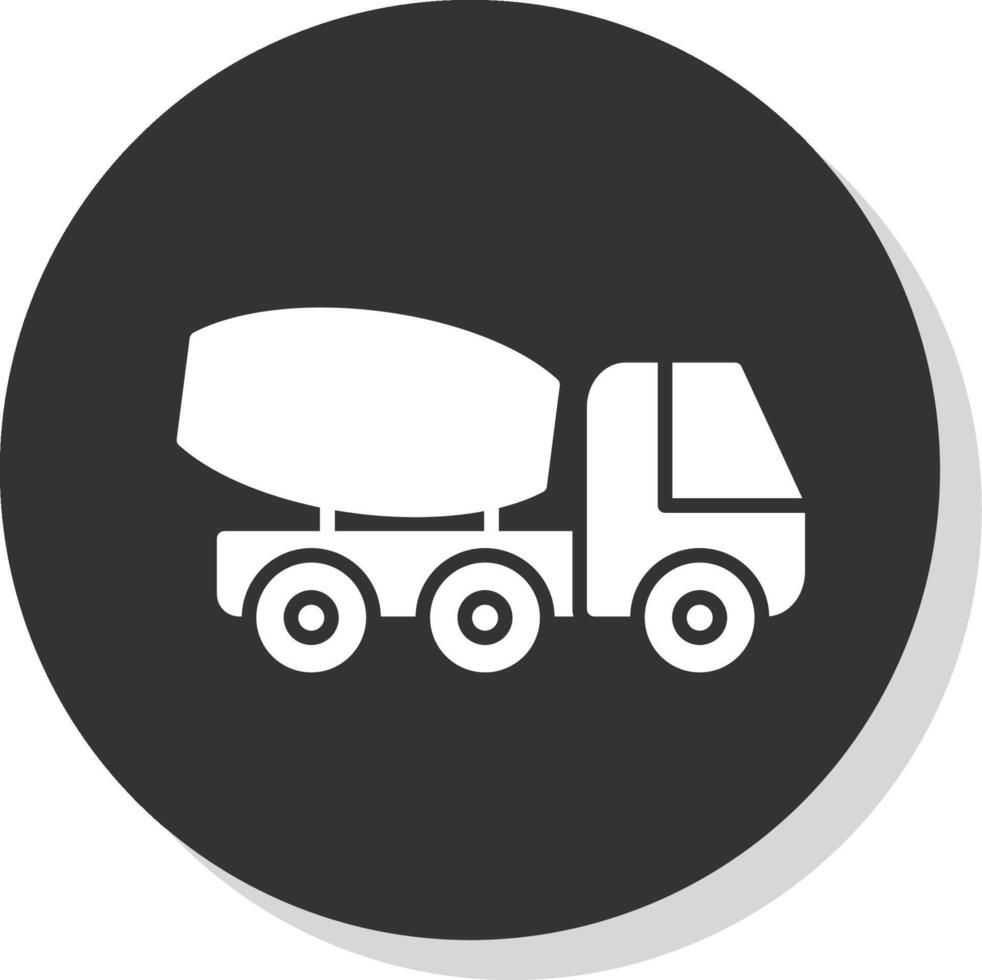 Cement Truck Glyph Shadow Circle Icon Design vector