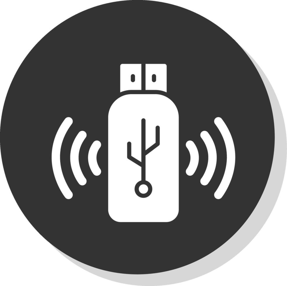 Usb Glyph Shadow Circle Icon Design vector
