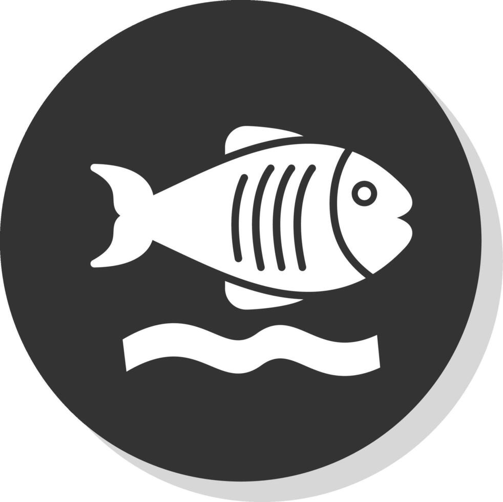 Flounder Glyph Shadow Circle Icon Design vector