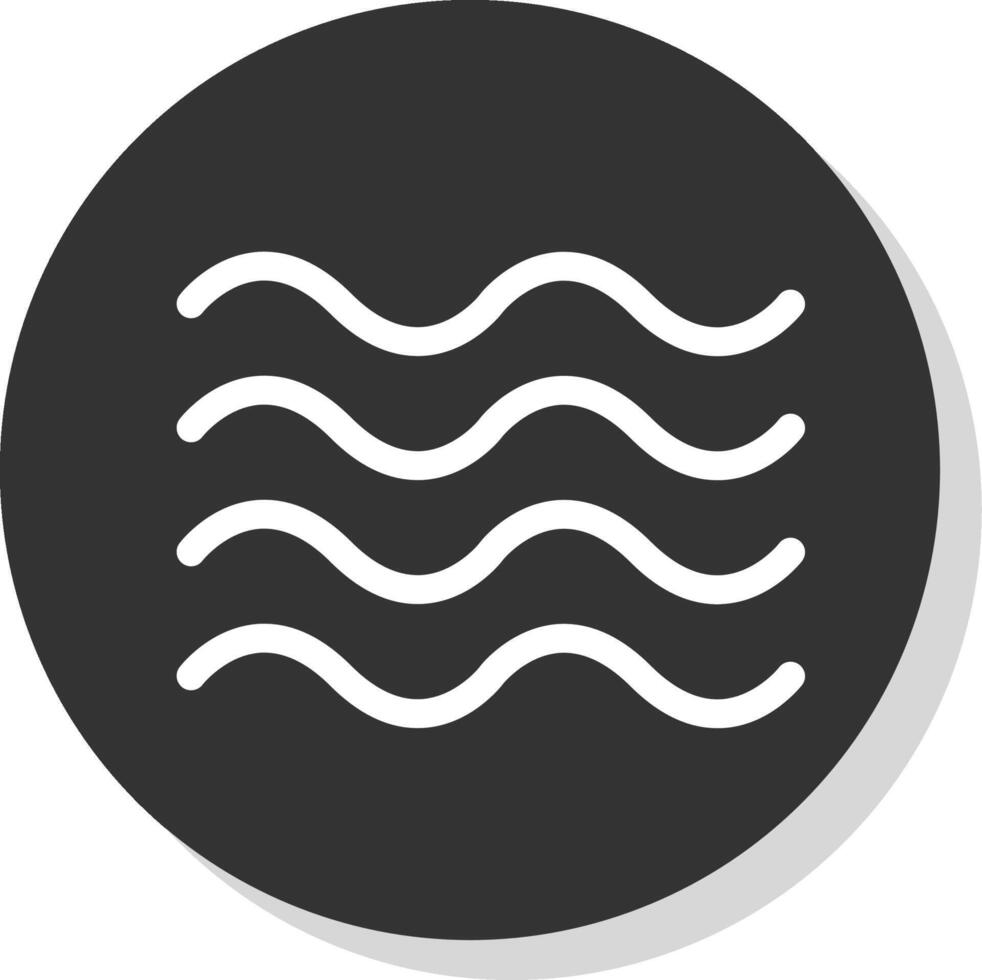 Waves Glyph Shadow Circle Icon Design vector